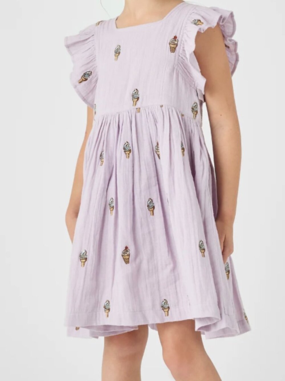 Pink Chicken Girls Elsie Dress Sz 12Y Lavender Soft Serve 100% Cotton Gauze NWT